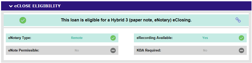 Image of eDecision eligibility section of Loan Detail Report